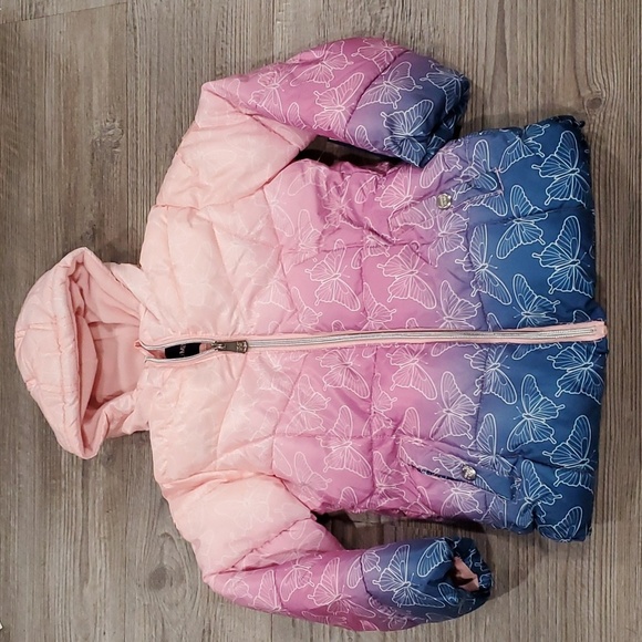 Limited Too Lilac & Pink Ombré Butterfly Puffer Coat  Size 5/6 - Picture 2 of 6